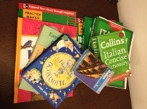 [Books and materials used in my efforts to help myself and the kids learn Italian]